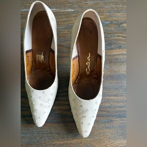 ERICA Ostrich Leather Pumps - Size 7.5B